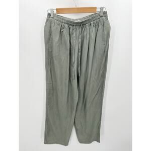 Selene Paris Sport Pants Women SMALL Green Elastic Waist Drawstring 100% Silk